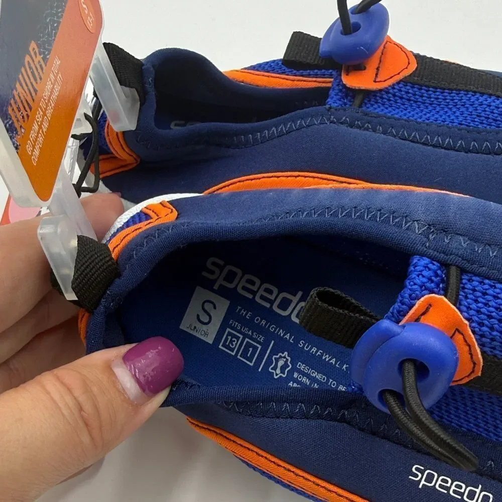 Speedo Junior Water Shoes - Blue and Orange- Small (size 13-1)